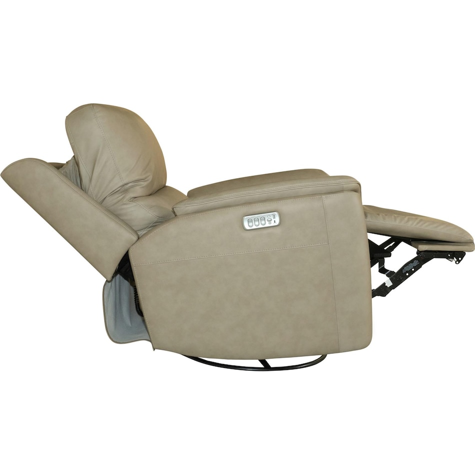 keanu swivel beige power leather recliner   