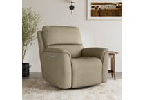 keanu swivel beige power leather recliner   