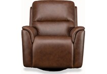 keanu swivel burnt umber power leather recliner   