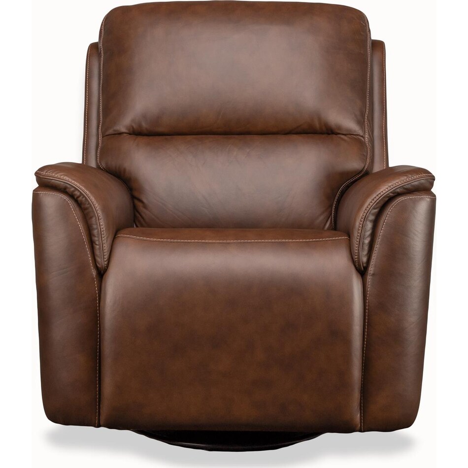 keanu swivel burnt umber power leather recliner   