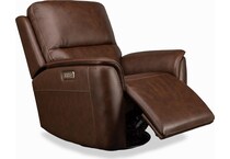 keanu swivel burnt umber power leather recliner   
