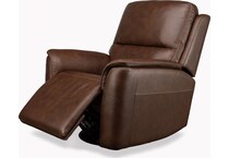 keanu swivel burnt umber power leather recliner   