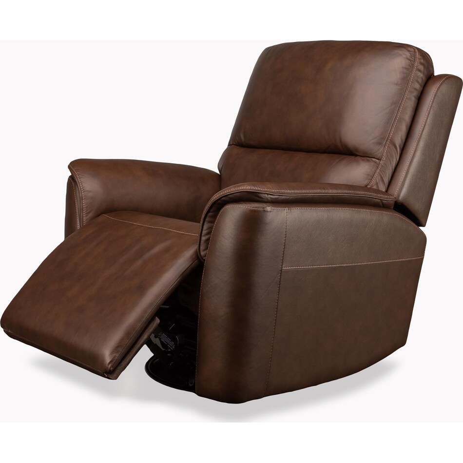 keanu swivel burnt umber power leather recliner   
