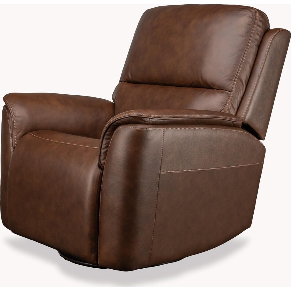 keanu swivel burnt umber power leather recliner   