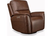 keanu swivel burnt umber power leather recliner   