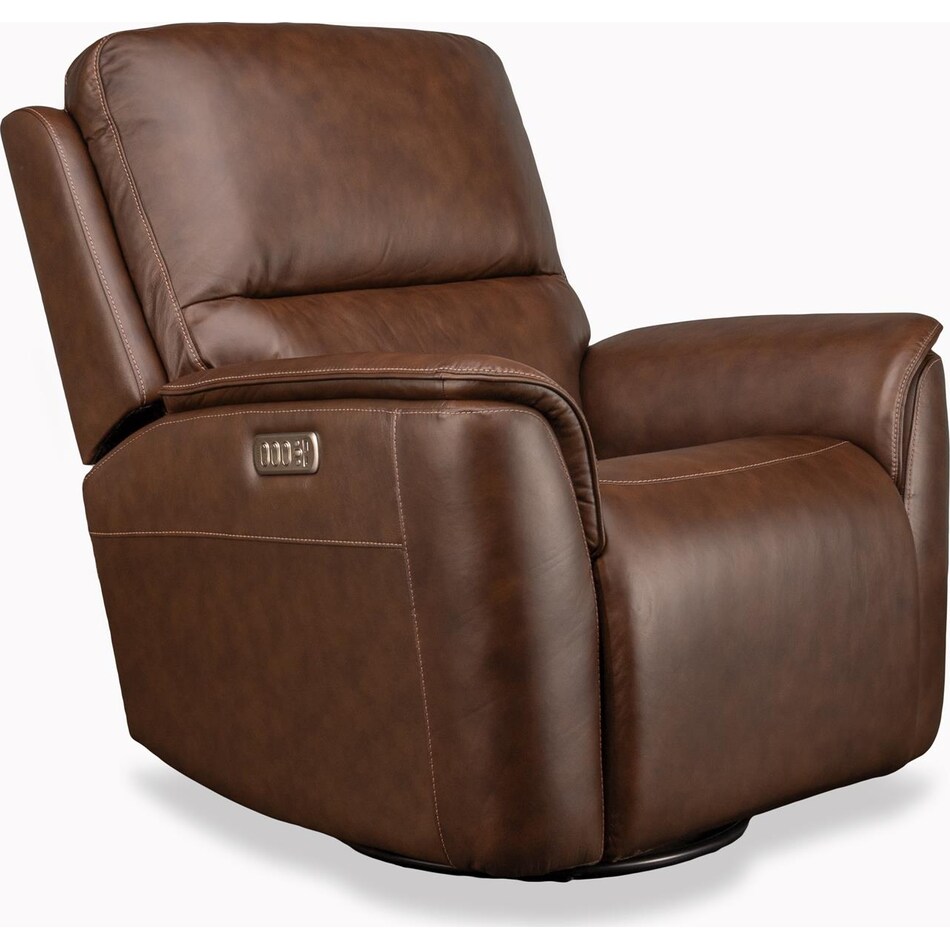 keanu swivel burnt umber power leather recliner   