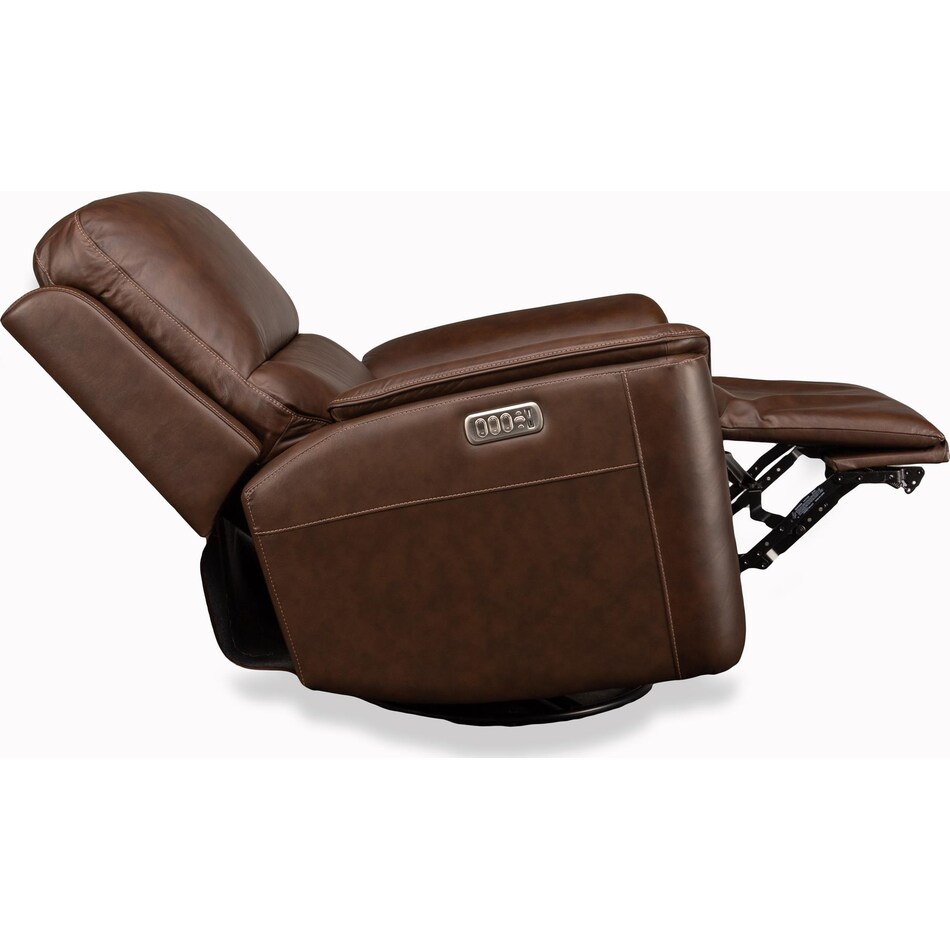 keanu swivel burnt umber power leather recliner   