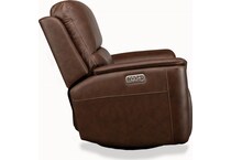 keanu swivel burnt umber power leather recliner   