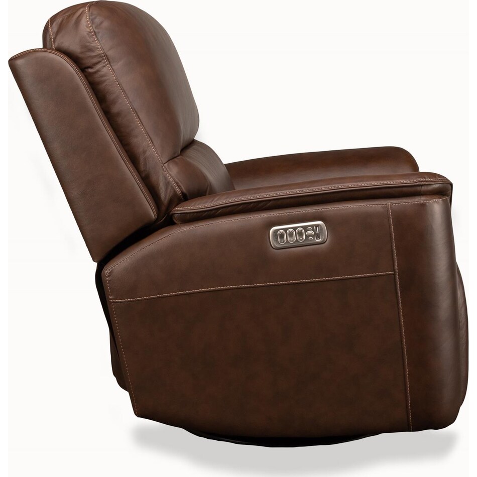keanu swivel burnt umber power leather recliner   