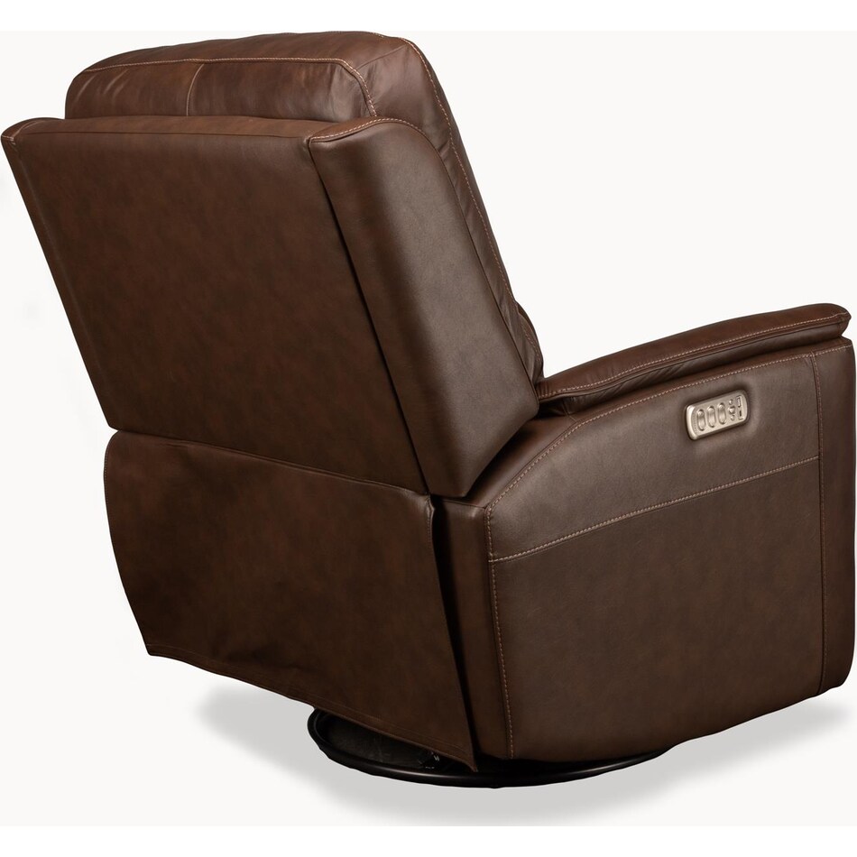keanu swivel burnt umber power leather recliner   