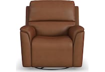 keanu swivel caramel power leather recliner   