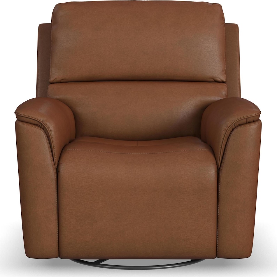 keanu swivel caramel power leather recliner   