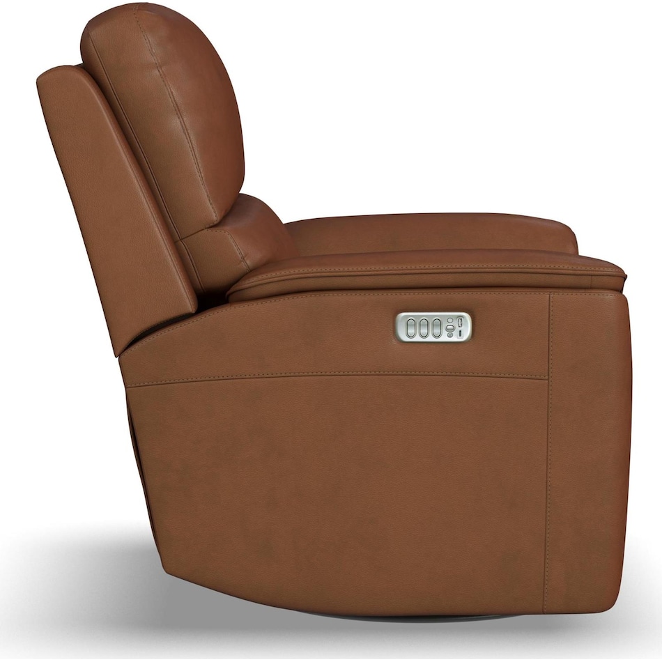 keanu swivel caramel power leather recliner   
