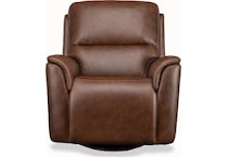 keanu swivel carmel power leather recliner   