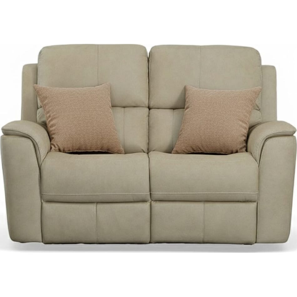 keanu beige power leather reclining console loveseat   