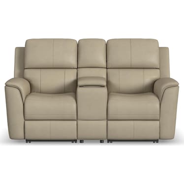 KEANU ZERO GRAVITY LEATHER POWER RECLINING CONSOLE LOVESEAT BY FLEXSTEEL