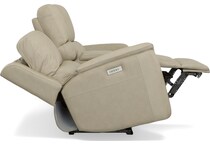 keanu beige power leather reclining console loveseat   
