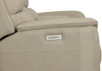 keanu beige power leather reclining console loveseat   