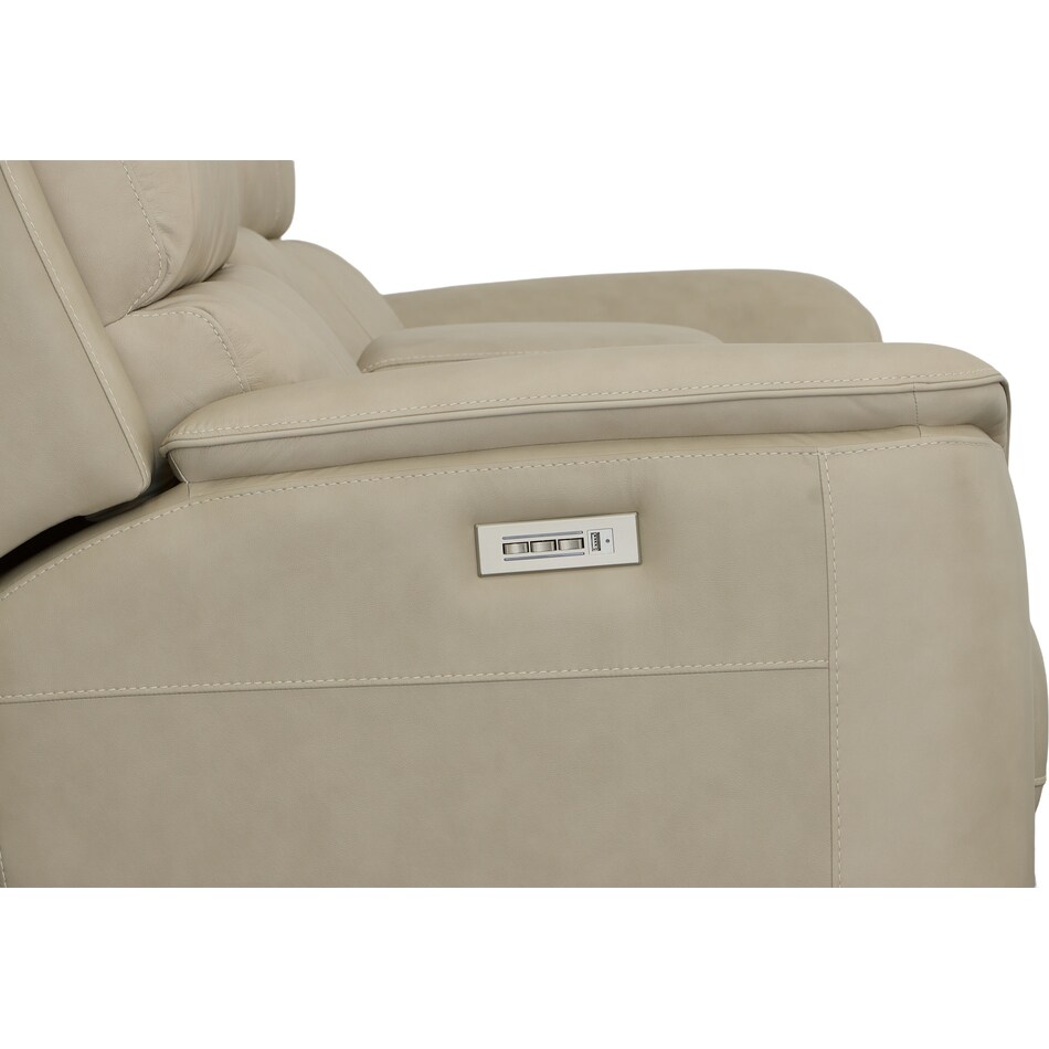 keanu beige power leather reclining console loveseat   