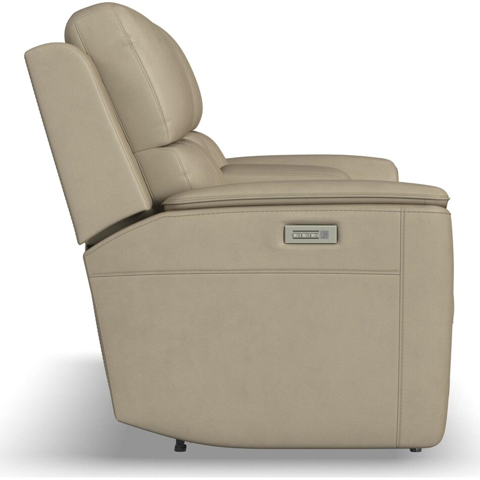 keanu beige power leather reclining console loveseat   