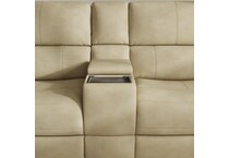 keanu beige power leather reclining console loveseat   