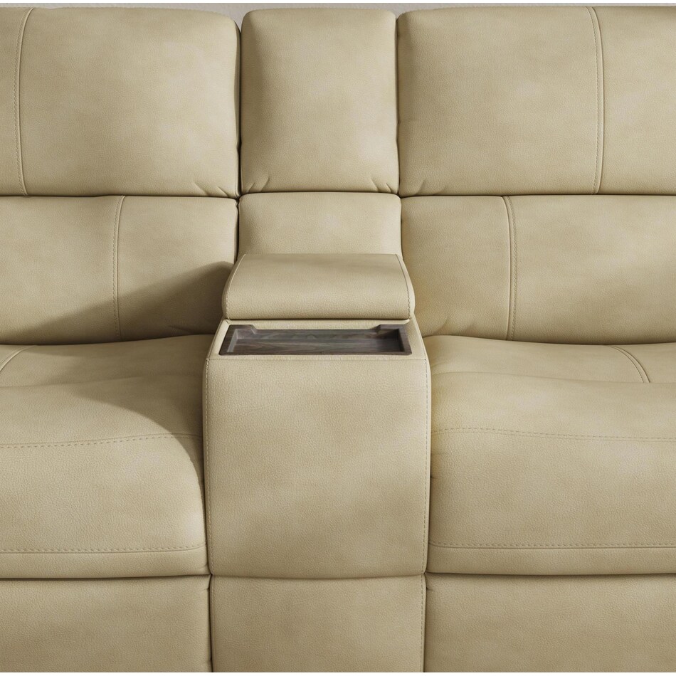 keanu beige power leather reclining console loveseat   