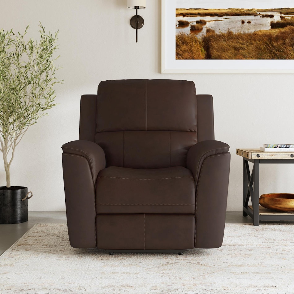 keanu brown power leather recliner   