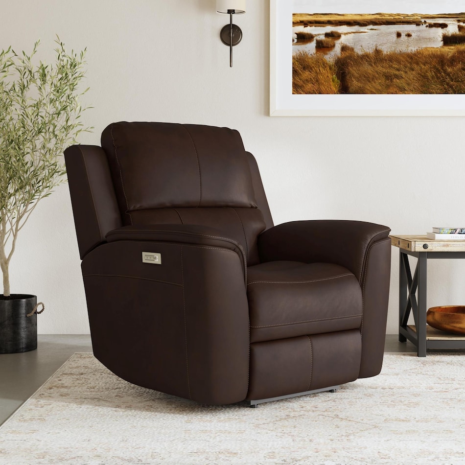 keanu brown power leather recliner   