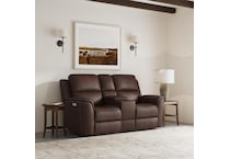 keanu brown power leather reclining console loveseat   