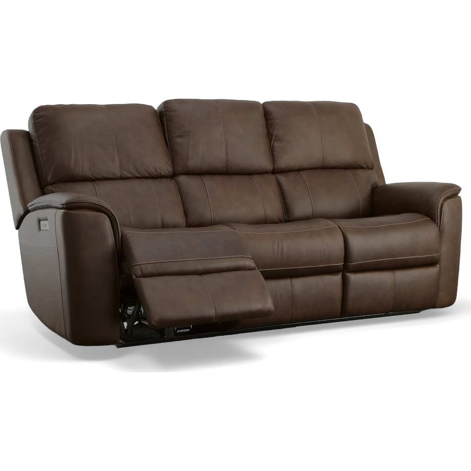 keanu brown power leather reclining sofa   