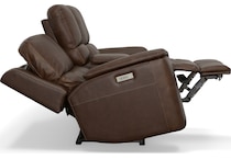 keanu burnt umber power leather reclining console loveseat   
