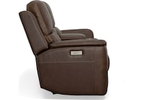 keanu burnt umber power leather reclining console loveseat   