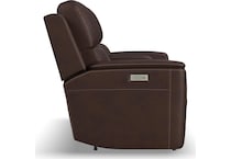 keanu burnt umber power leather reclining console loveseat   
