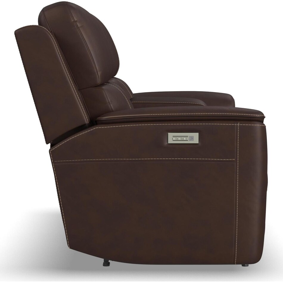 keanu burnt umber power leather reclining console loveseat   