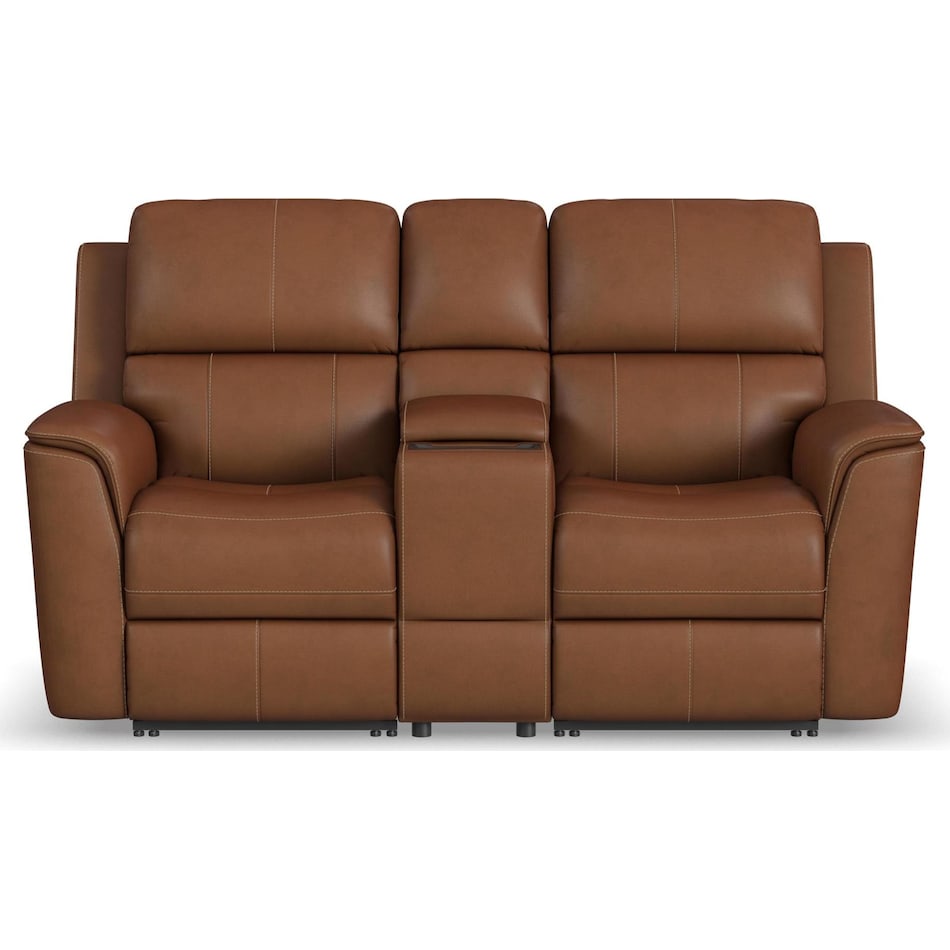 keanu caramel power leather reclining console loveseat   