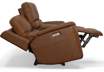 keanu caramel power leather reclining console loveseat   