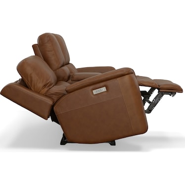 KEANU ZERO GRAVITY LEATHER POWER RECLINING CONSOLE LOVESEAT BY FLEXSTEEL