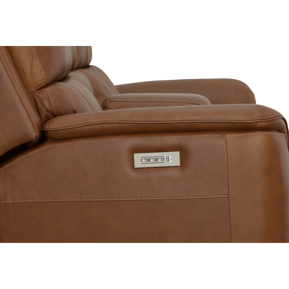 keanu caramel power leather reclining console loveseat   