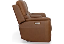 keanu caramel power leather reclining console loveseat   