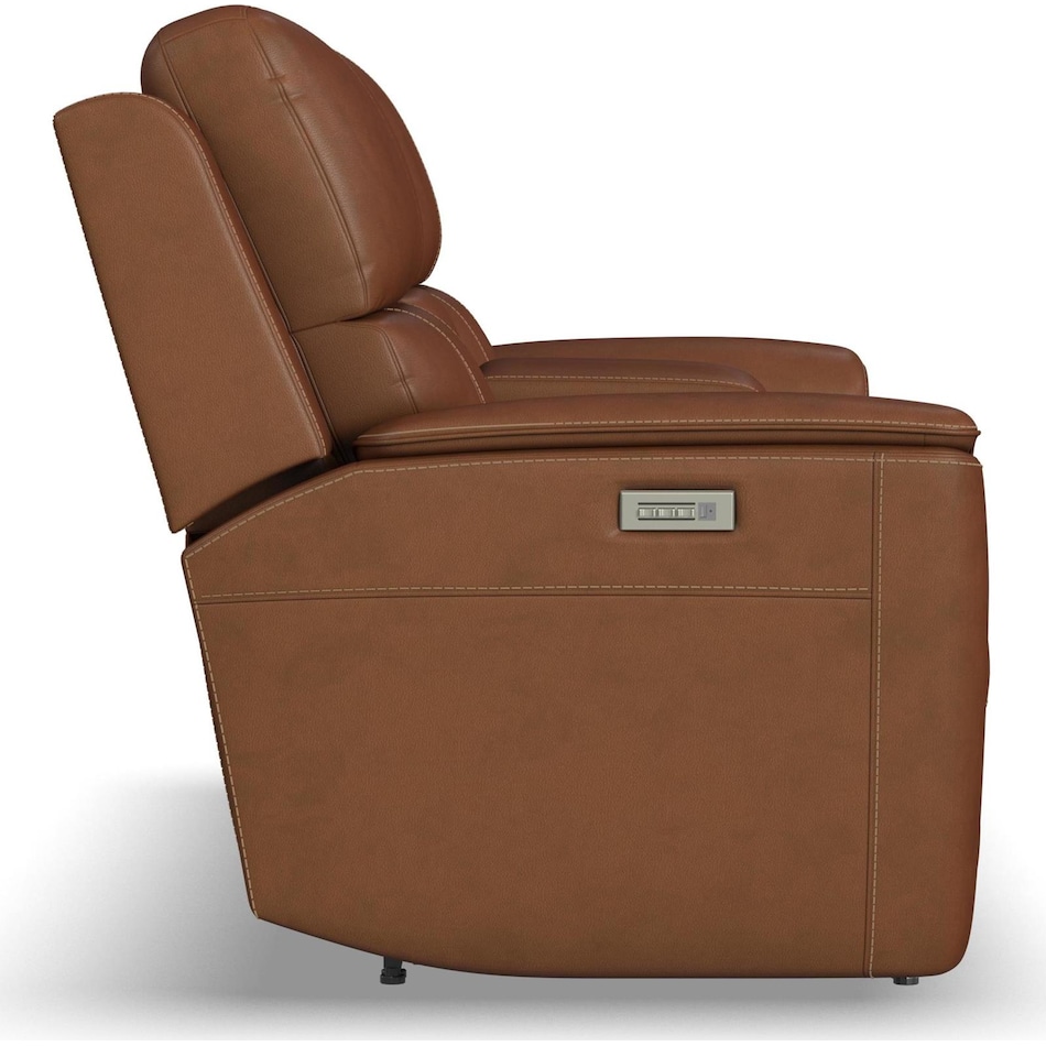 keanu caramel power leather reclining console loveseat   