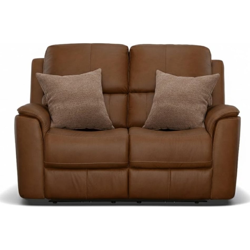 keanu carmel power leather reclining console loveseat   