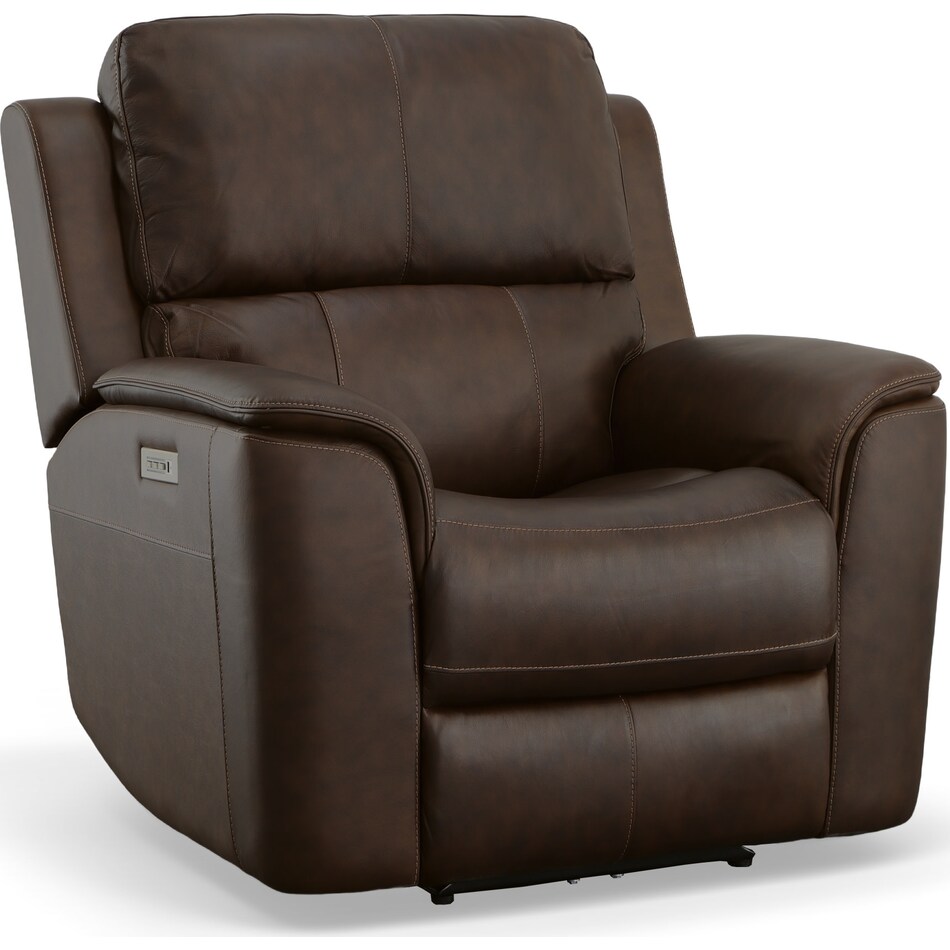 keanu dark brown power leather recliner   