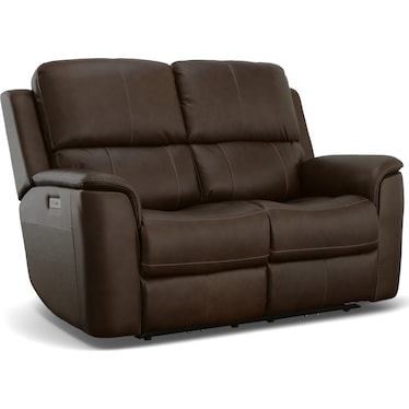 KEANU ZERO GRAVITY LEATHER POWER RECLINING LOVESEAT BY FLEXSTEEL