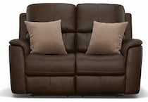 keanu dark brown power leather reclining console loveseat   