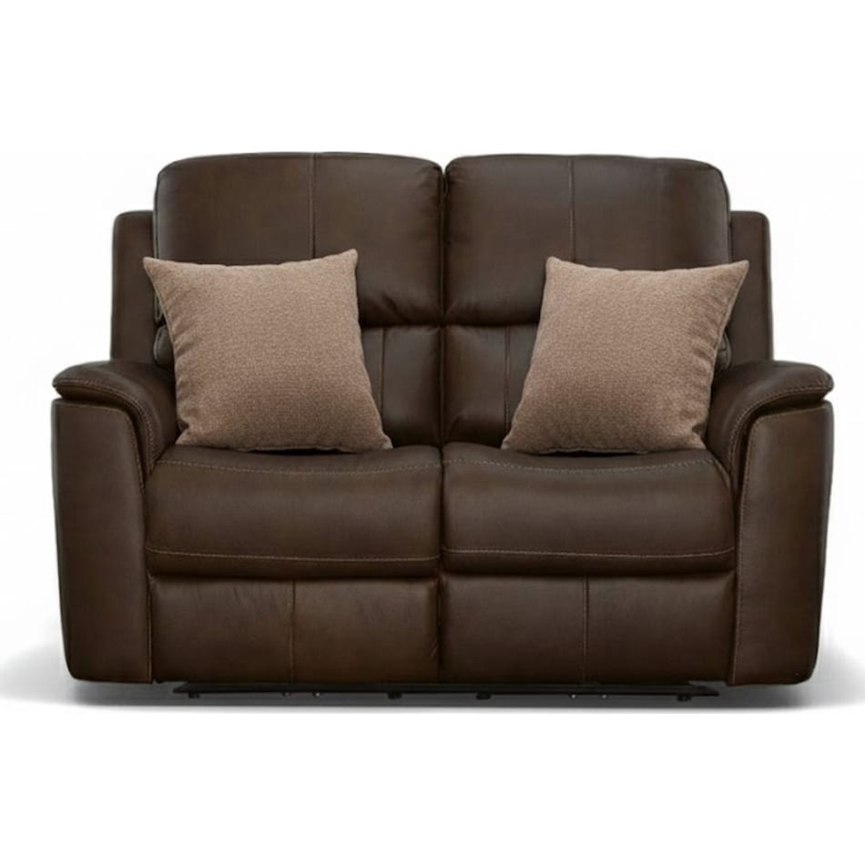 keanu dark brown power leather reclining console loveseat   