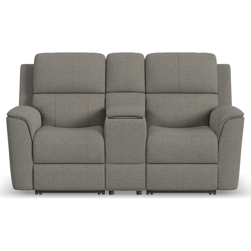 keanu grey power reclining console loveseat   