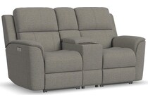 keanu grey power reclining console loveseat   
