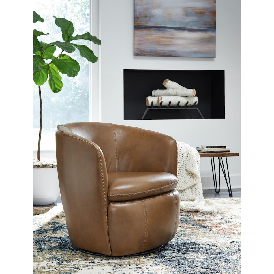 kierreys caramel leather accent chair   