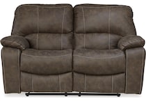 kilmartin chocolate reclining loveseat   