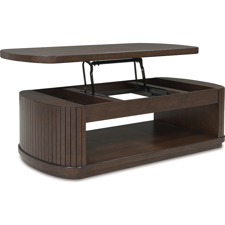 korestone dark brown cocktail table lift top   